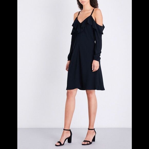 A.L.C. Felicia ruffle cold shoulder little black cocktail dress size 6 - Picture 2 of 14